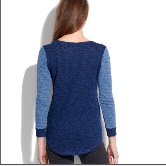 MADEWELL / blue color block baseball top jersey - Picture 4 of 7
